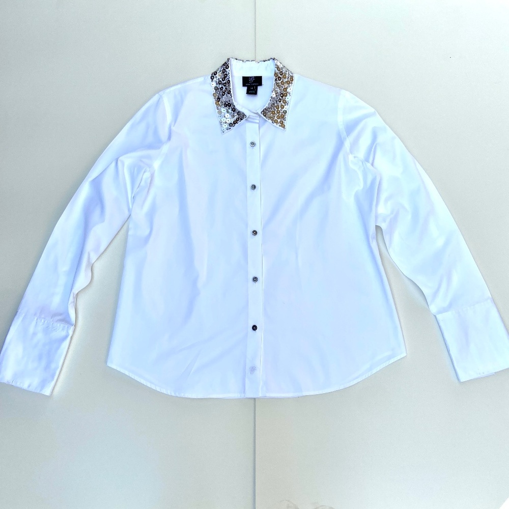 Pink Tartan long sleeve blouse sequined collar